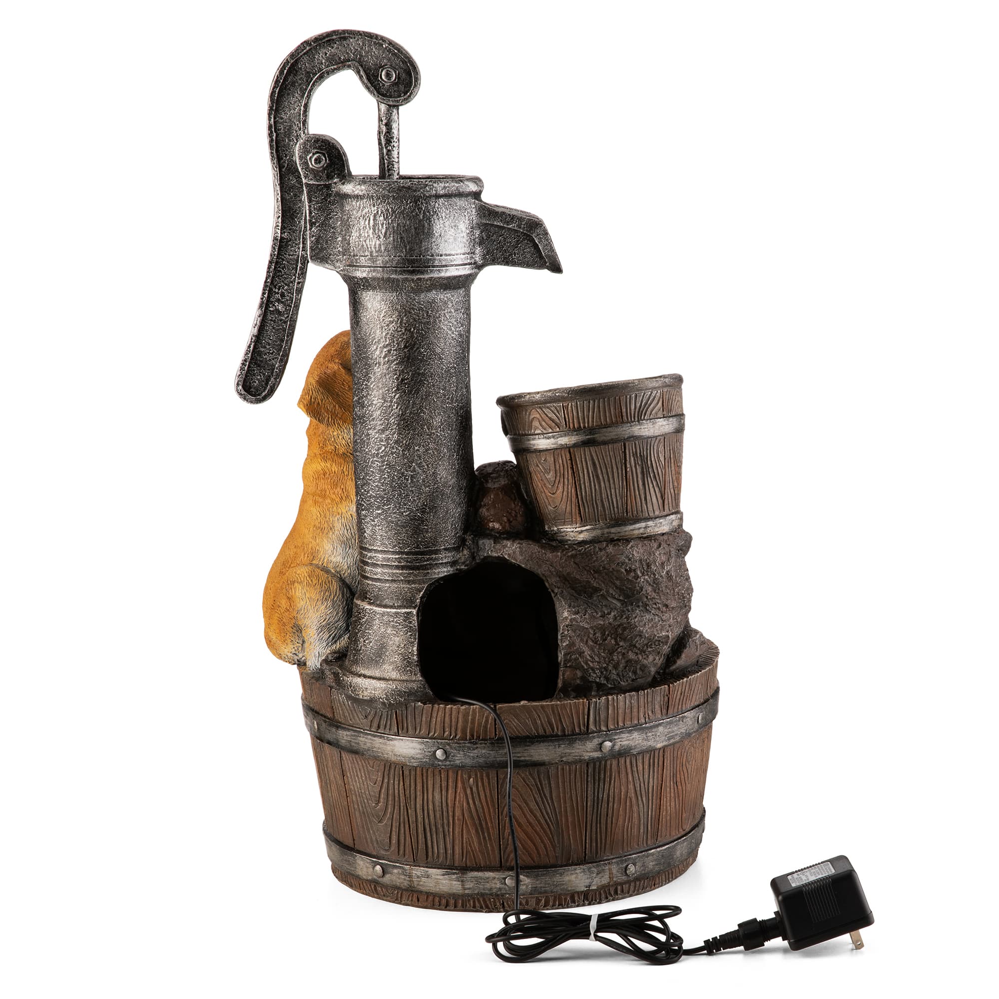 Glitzhome® 23.75" LED Dog Playing Outdoor Fountain
